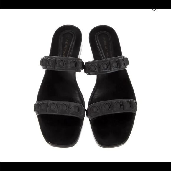 Stuart weitzman black rosita dual strap slide sandals - Picture 1 of 9